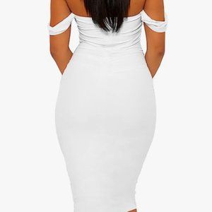 Mizoci Women's Summer Sexy Bodycon Tube Top Off Shoulder Party Club Midi Dress